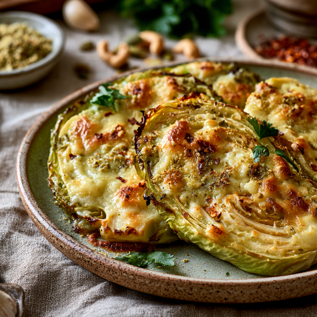 Cheesy Baked Cabbage Steaks